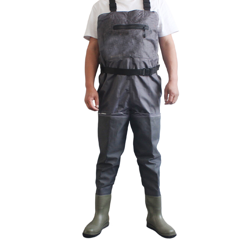 Sino-japanese joint venture Waterproof Coated Waders 3 layer breathable Chest High Fishing Waders with Boots