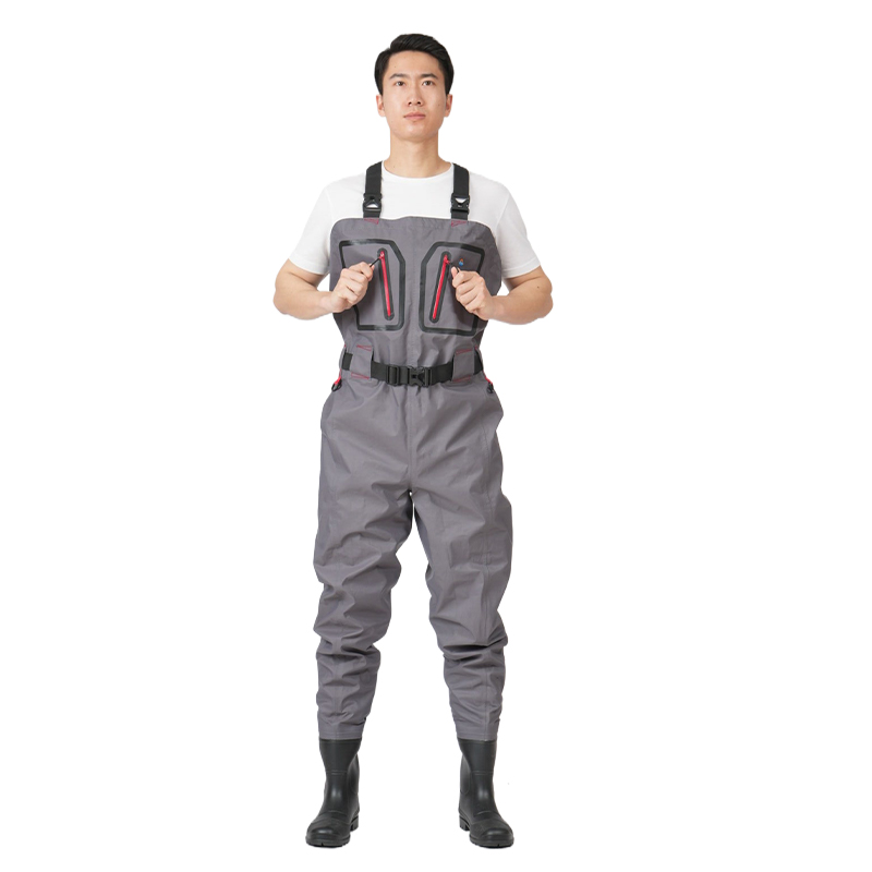 Breathable Ripstop Stocking Boot Foot Fishing Hunting Waders Grey Chest Wader for Men Women