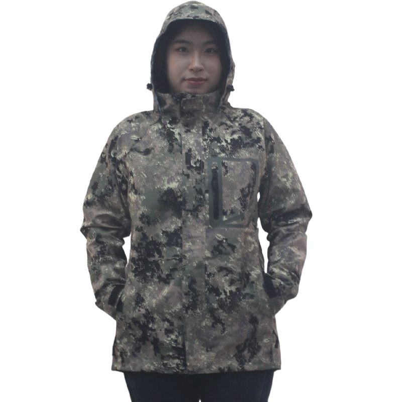 woman camouflage three-layer breathable windproof waterproof jacket with YKK zipper