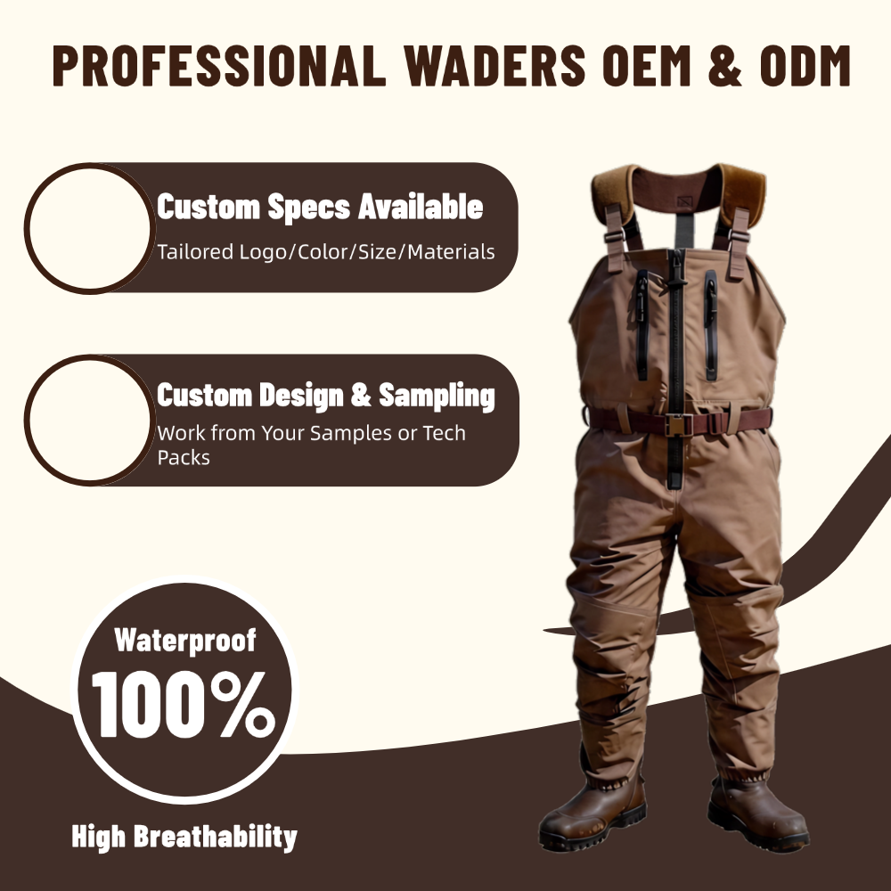 PFC-free 35,000mm Waterproof 4 Layer Breathable Respirable Waterproof Nylon TPU Unisex Chest Fishing Waders